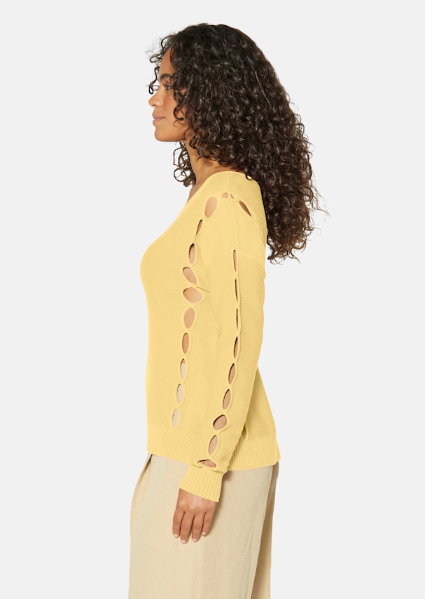 Knitted jumper with cut-outs and V-neckline 3