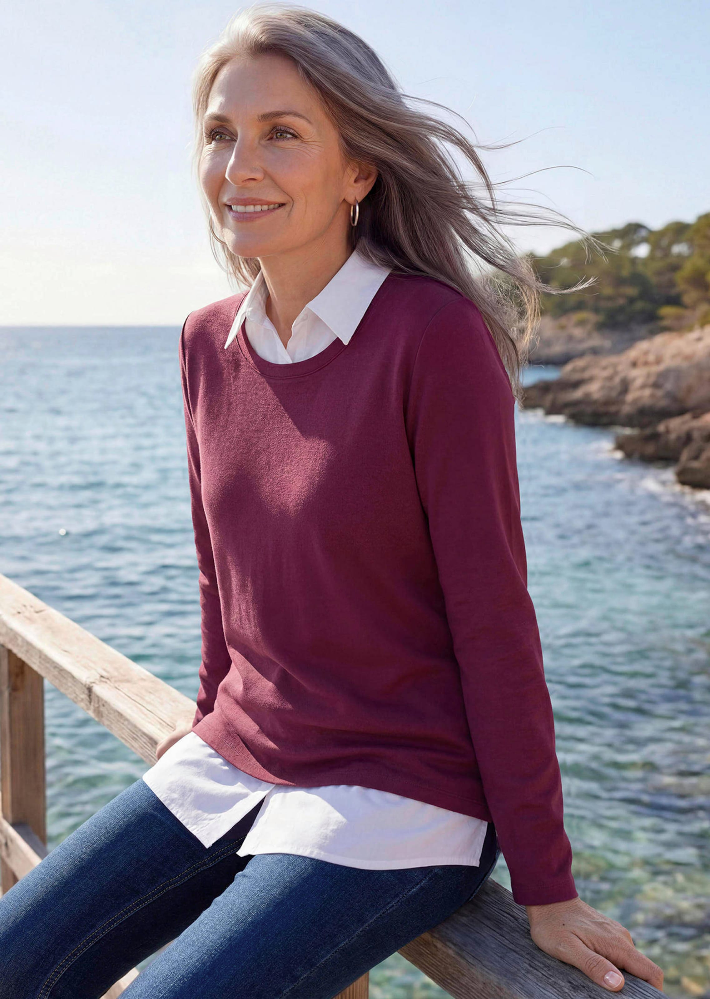 Sweatshirt in 2-in-1-look