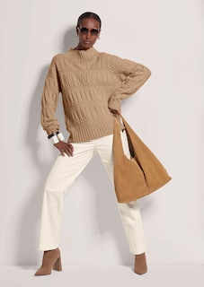 Stehkragen-Pullover mit Zopfmuster thumbnail 4